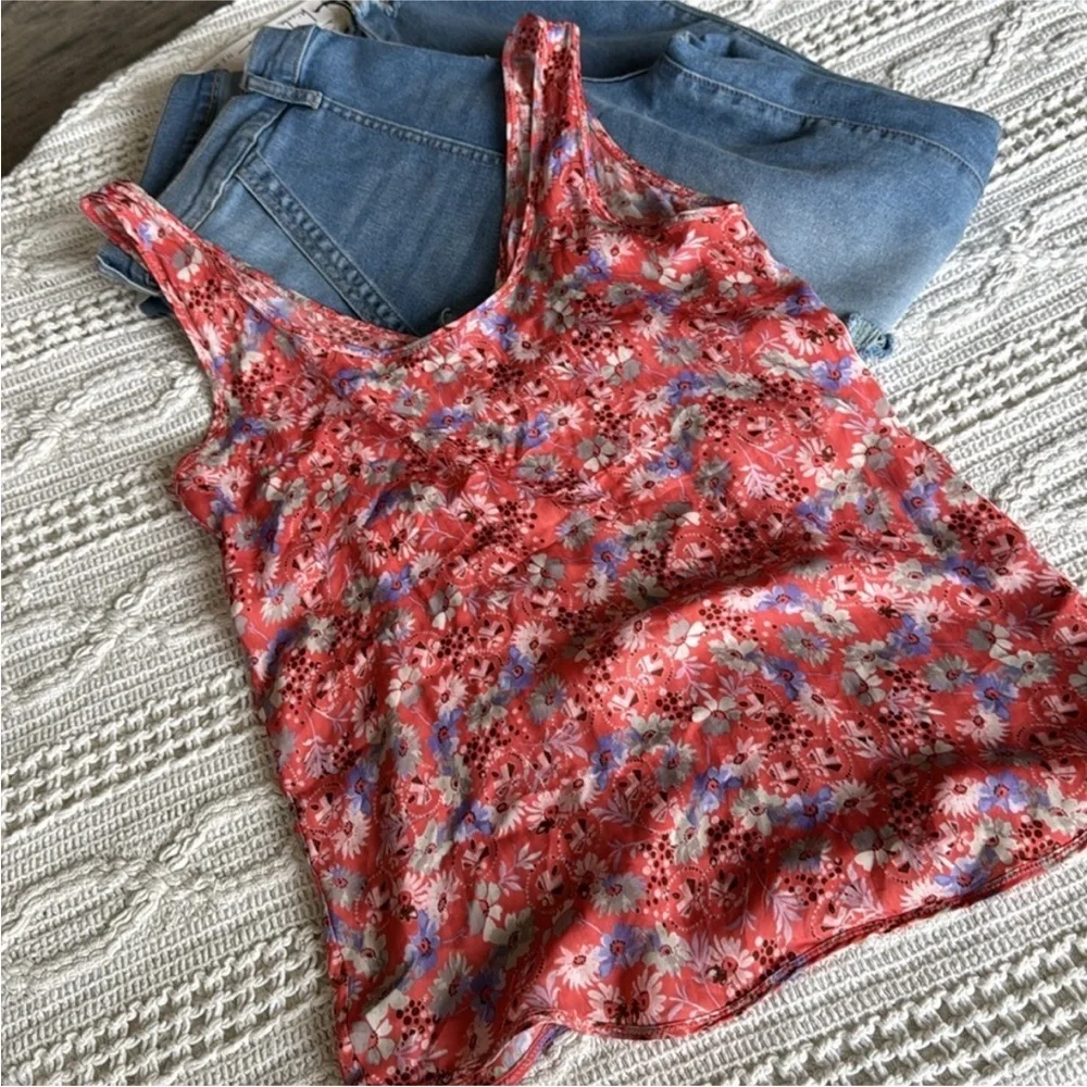 Free People Red and Blue Floral Camisole